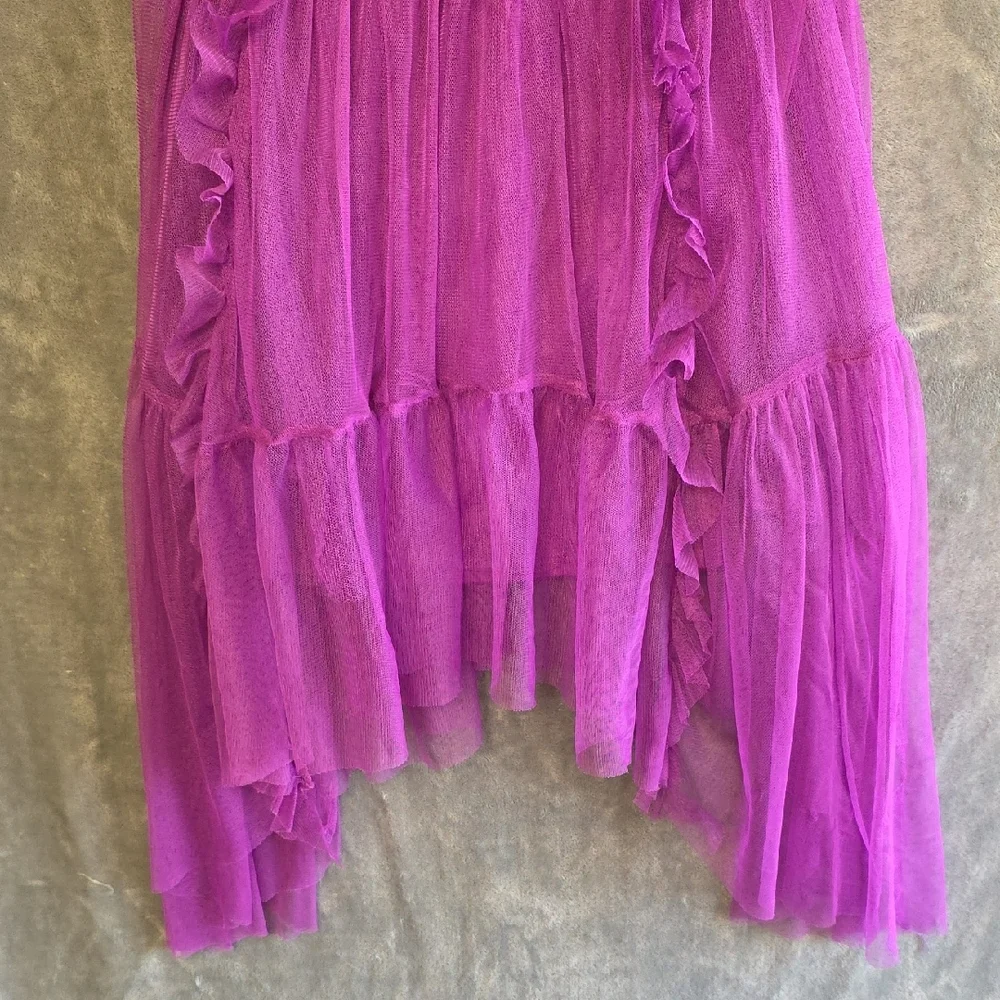 Disney Magenta High-Low Layered Tulle Skirt with Ruffle Detail. Girls Size 14/16